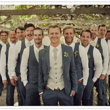 Темно-серые смокинги для жениха из 3 предметов, мужские свадебные костюмы для выпускного вечера, одежда для жениха, Лучший мужской костюм мужской блейзер, куртка+ брюки+ жилет+ галстук