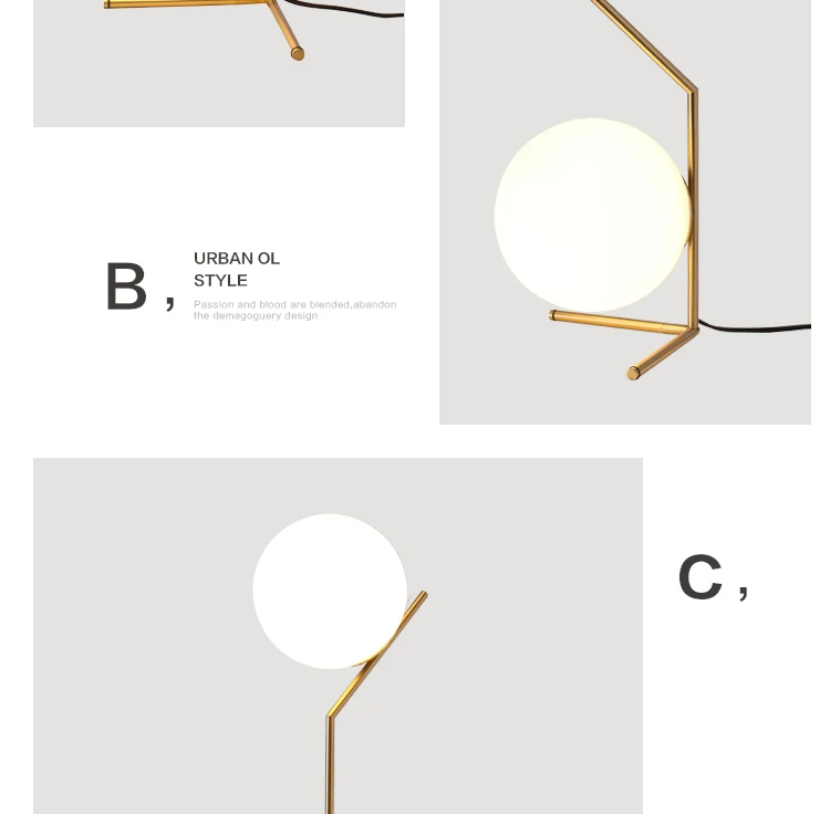 Современные Стекло мяч настольные лампы Nordic светодио дный настольные лампы тени Стекло мяч постоянный свет лампы для Спальня Гостиная