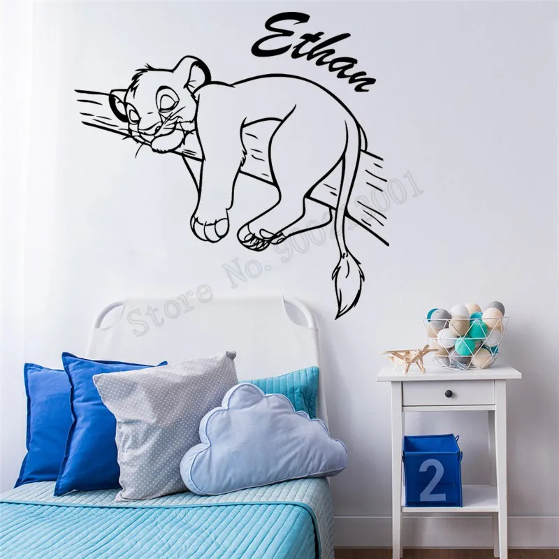 

Lion King Wall Decoration Animal Personalized Name For Kidsroom Wall Sticker Vinyl Art Removeable Poster Mural Decals LY851