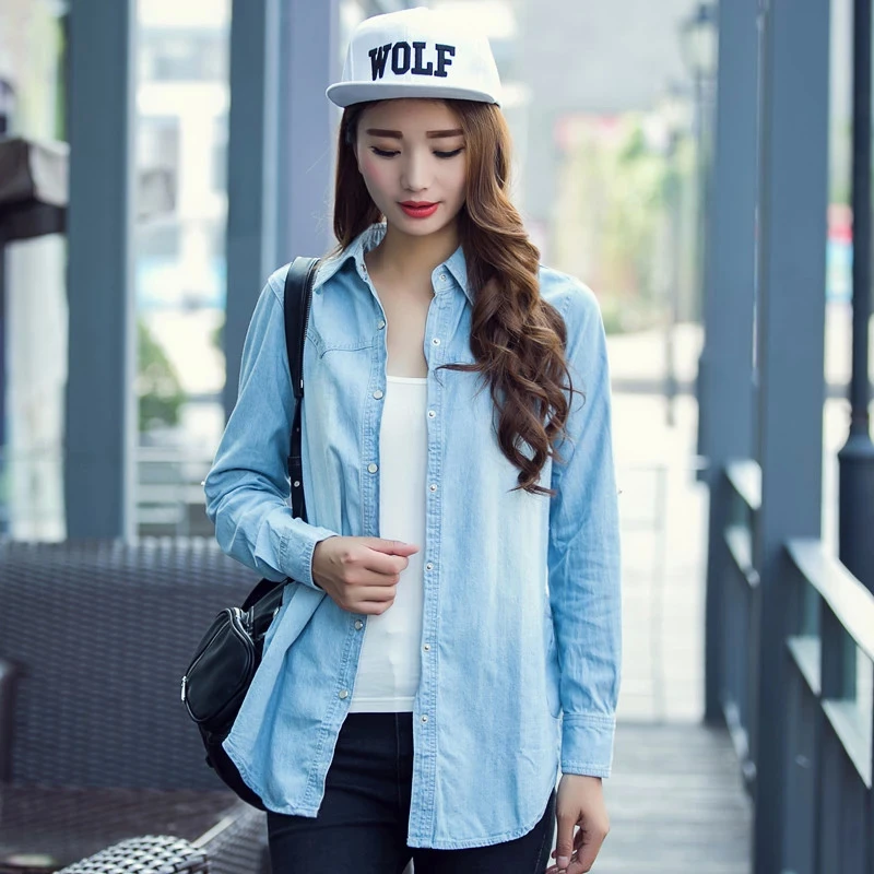 Blusas Femininas 2016 Nueva Primavera de Moda para Mujer Jean Camisas de Mezclilla de Las Mujeres Da Vuelta abajo al Collar Flojo Mujer Blusas Plus tamaño|blouse brand|blouse fashionblouses plus - AliExpress