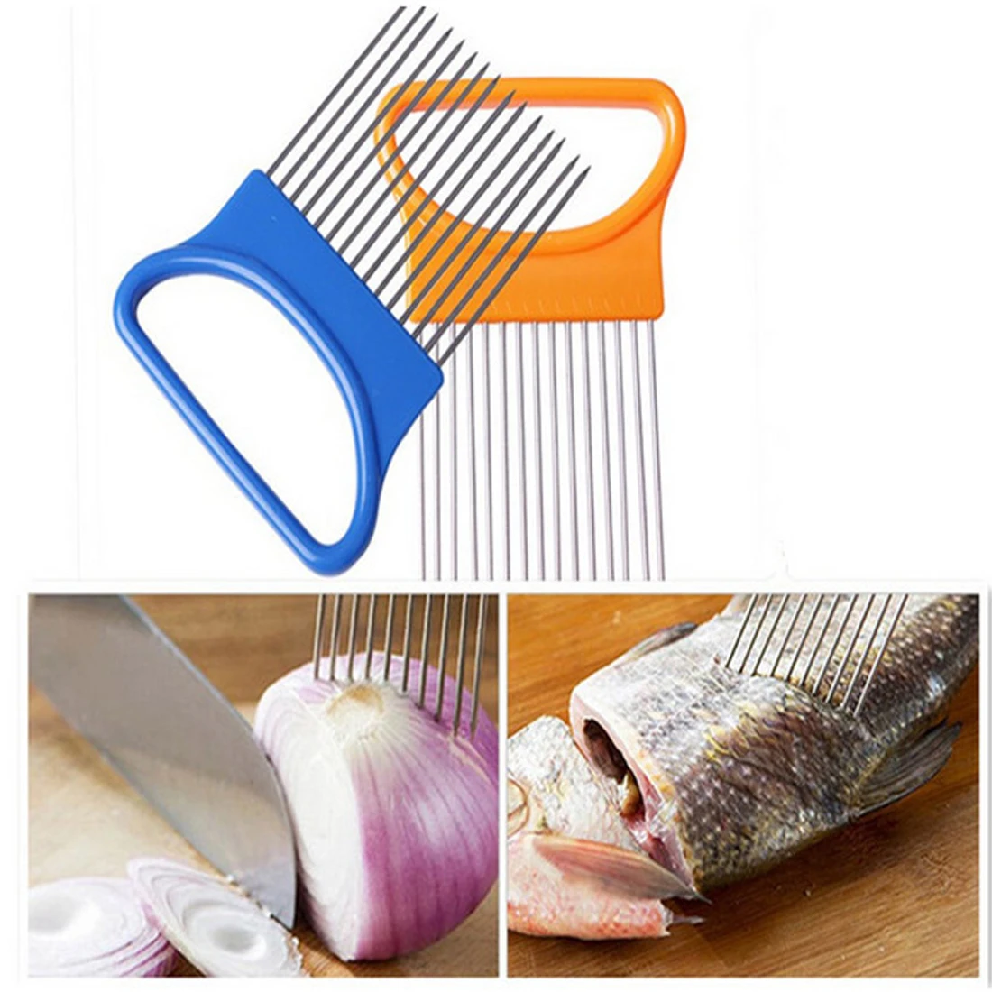 1pc Onion Holder Fork Stainless Steel Plastic Vegetable Slicer Kitchen Accessories Tomato Cutter