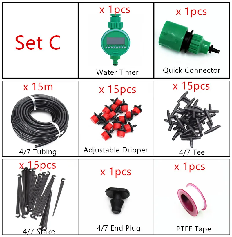 5/15/натяжной канат длиной 25 м DIY автоматический микро капельного полива и орошения Системы полива растений садовый шланг Наборы с регулируемым капельницей садовые наборы для полива - Цвет: C 15m