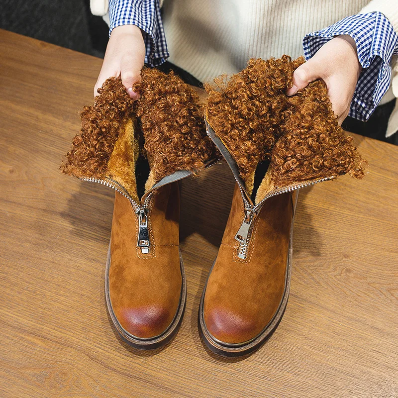 

LAPOLAKA 2018 wholesale front zipper suede boots shoes boots woman shoes leisure hot sale warm plush winter boots women