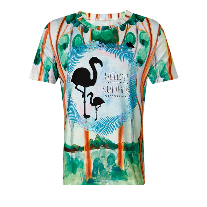 Summer Kawaii 3d Printed T Shirt Girls Student Women Harajuku Short Sleeve Cartoon Flamingos T-Shirts Tee Short Sleeve Top Summer Kawaii 3d Printed T Shirt Girls Student Women Harajuku Short Sleeve Cartoon Flamingos T-Shirts Tee Short Sleeve Top