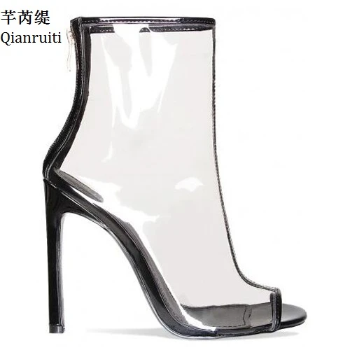 Zapatos Qianruiti Kim Kardashian de tacón alto para mujer, botines transparentes de PVC para mujer, sexis con tacón de aguja y Punta abierta para mujer|Zapatos de tacón de mujer| - AliExpress