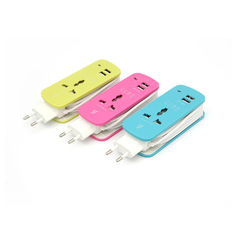 Красочные все в одном Универсальный международный переходник 2 USB порты и разъёмы
