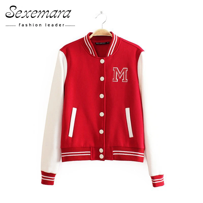 Billig Baseball Jacke Taste Frauen Bomber 2017 Klassische Splice Logo Frauen Brief Drucken Herbst Tops Plus Größe Grundlegende Oberbekleidung Mantel