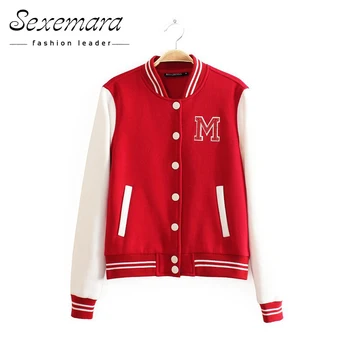 

Baseball Jacket Button Women Bomber 2020 Classical Splice Logo Women Letter Print Autumn Tops Plus Size Basic Outerwear Coat