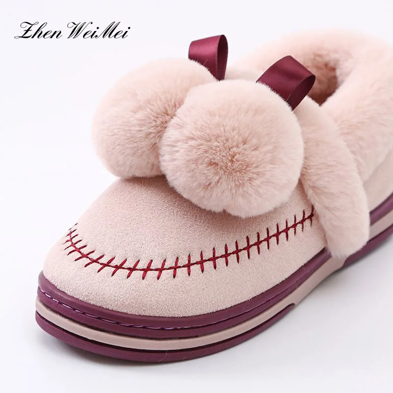 

Winter Couple Shoes Home Women Slippers Sandals Women Warm Comfortable Breathable Fleece Slippers Faux Rabbit Fur Large Size
