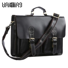 UniCalling classic vintage hasp cover men leather handbag premium quality genuine leather men laptop bag shoulder bag men tote