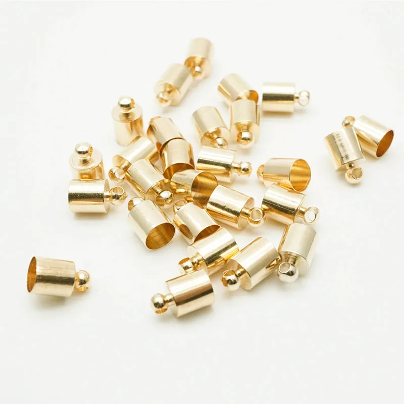 

50pcs/lot End Tip Tassel Caps Beads Crimp End Cap Connector Cords Buckle Tip Jewelry Making DIY Handmade Jewelry Finding
