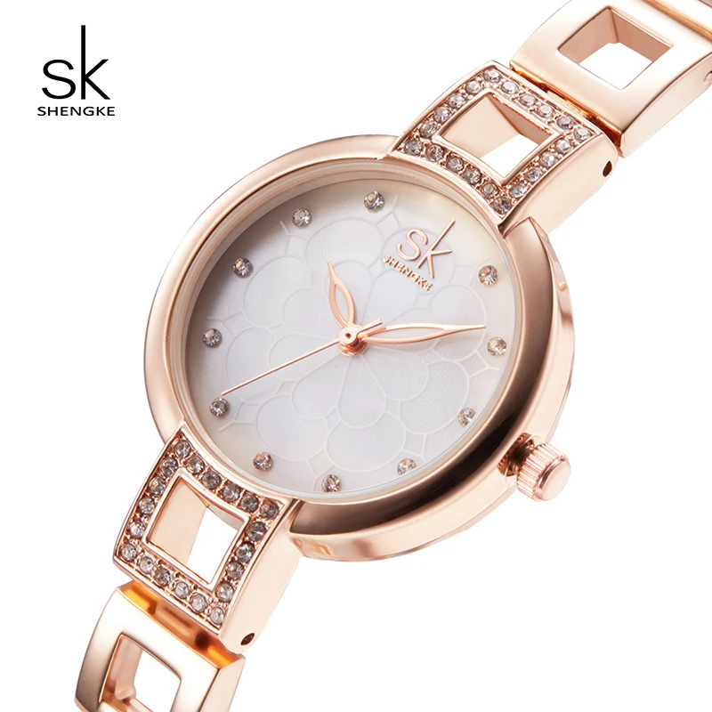

SK Stainless Steel Watch 2017 New Luxury Crystal Quartz Watch Women's Fashion Bracelet Watches Clock Relogio Feminino #K0019