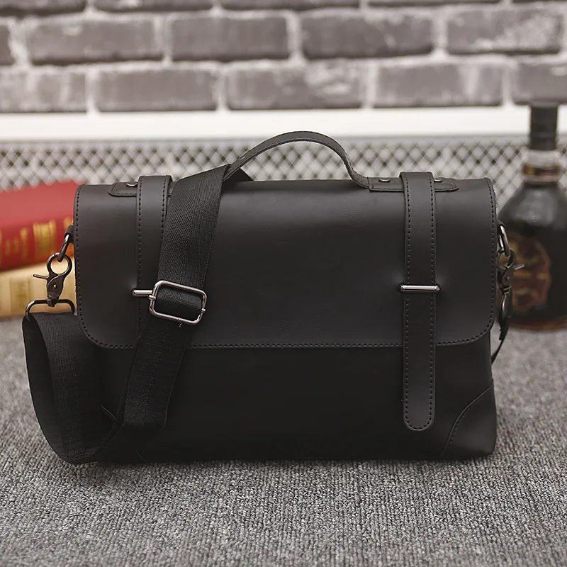 

2018 Business Men's Briefcase High Quality PU Leather Shoulder Bag 12 Inch Laptop Bag Hasp Opening Tote