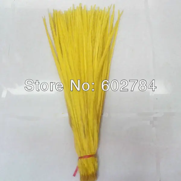

Free Shipping 100PCS 55-60cm 22-24 inches Yellow Pheasant tail feathers Bleached and Dying ringneck pheasant feather