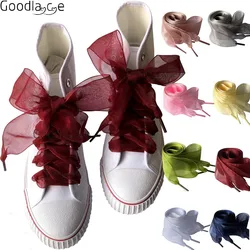4cm Wide Chiffon Shoelaces Flat Ribbon Shoe Laces for Sneaker Sport Shoes 140cm/55Inch