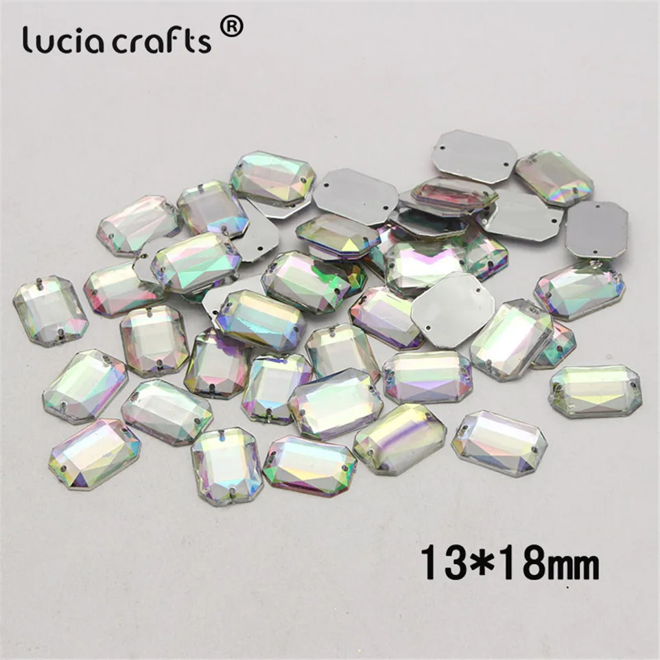 20/25/50/100pcs Multi Shapes AB Color Acrylic Crystal Stone Flatback Rhinestone Beads DIY Sew On Clothing Bags Accessories D1303