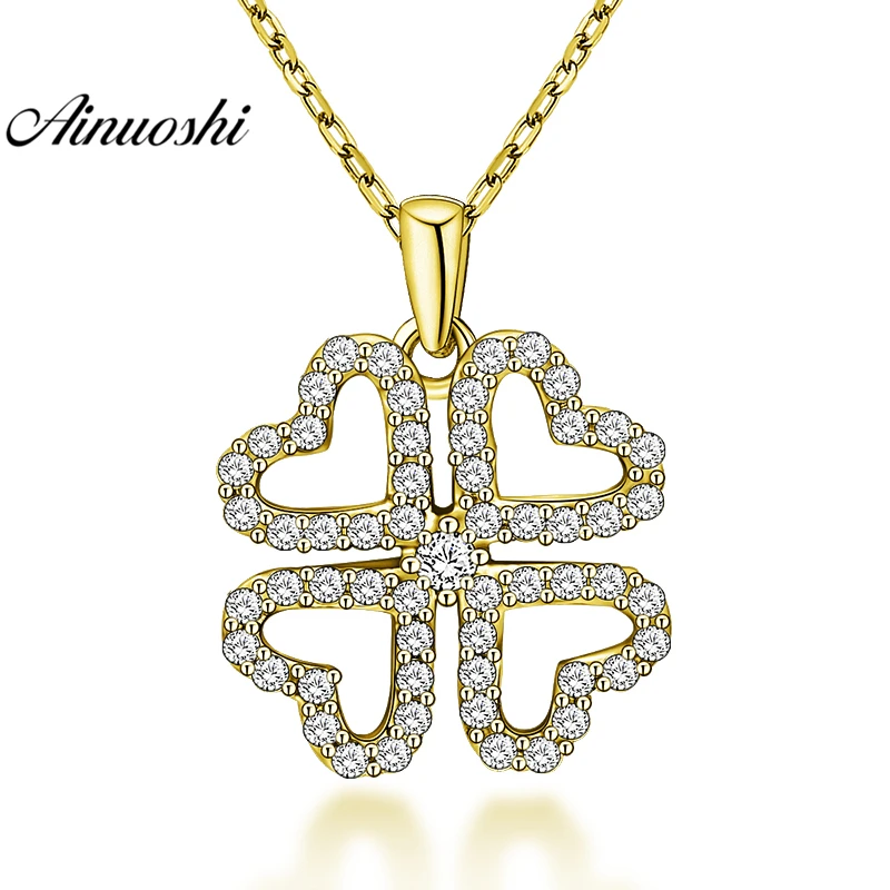 

AINUOSHI 10K Solid Yellow Gold Pendant Cute Snowflake Pendant SONA Diamond Heart Design Women Men Gold Jewelry Separate Pendant