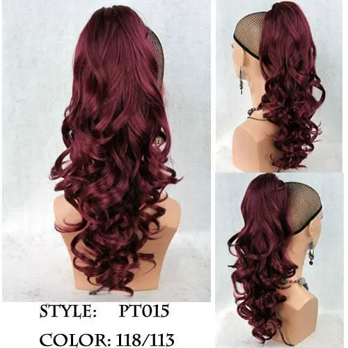 

22" LONG dark Red Ponytail Hairpiece Extension Wavy Claw/Jaw Clip on Hair Piece
