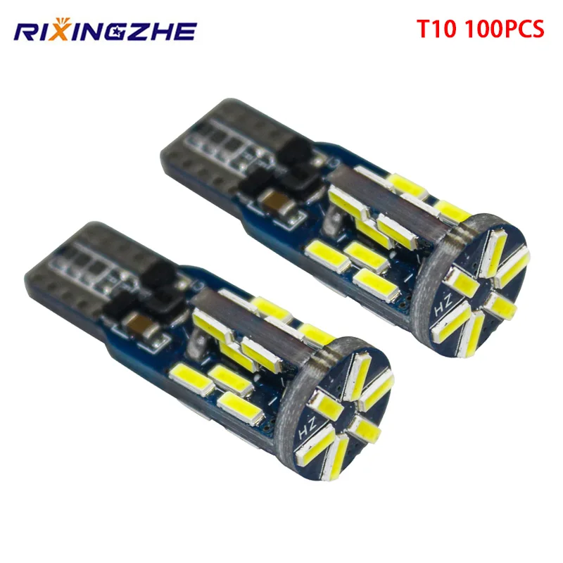 

RXZ 100pcs Car T10 LED W5W Canbus 30 SMD 4014 194 168 W5W Non polar Auto Wedge Tail Side Bulb reading plate lamp Wholsale