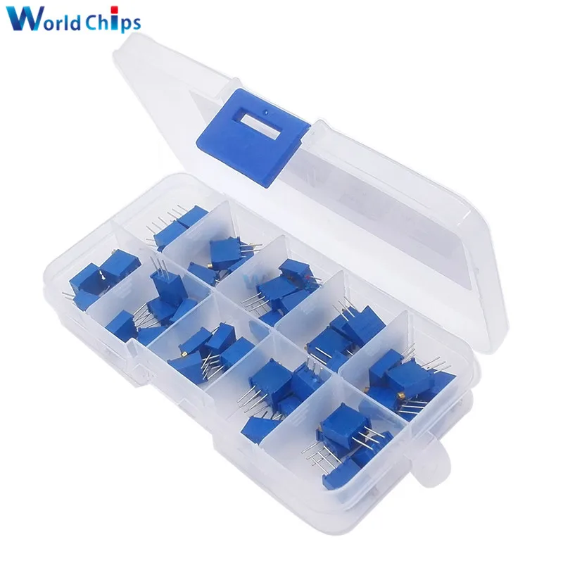 

3296W Multiturn Trimmer Potentiometer Kit High Precision 3296 Variable Resistor With Free Box Electronic Diy Kit