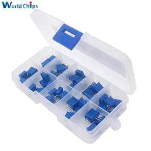50 unids/lote valor 10 3296W multivuelta potenciómetro de ajuste, 3296 resistencia Variable 500R 1K 2K 5K 10K 20K 50K 100K 200K Ohm 1M