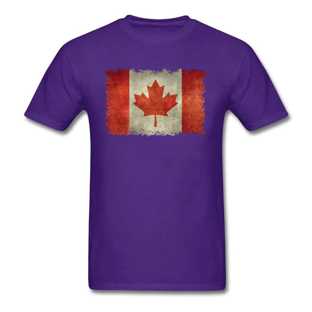 Vintage Flag Of Canada Cotton Tops & Tees for Men Printed T Shirts Crazy 2018 Hot Sale O Neck Clothing Shirt Short Sleeve Vintage Flag Of Canada purple