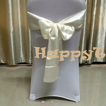 200 шт/партия Свадебные украшения цвета слоновой кости атласный стул с обивкой пояса для банкета лента на стул, свадебные аксессуары стул пояса