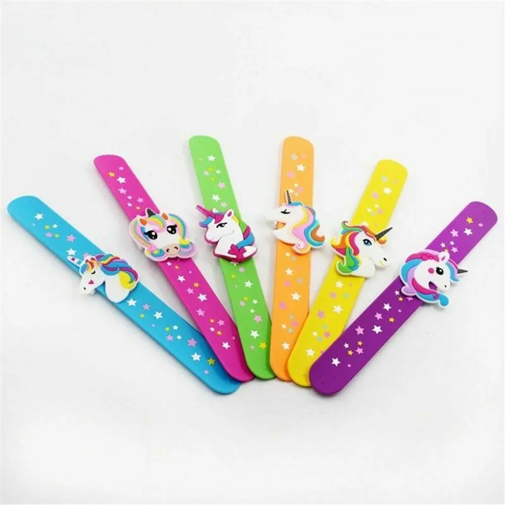 

Kid Children Girl Boy Star Printing Colorful Unicorn Wristband Flexible Wrap Slap Bracelet Animal Enfant Bangle Gift Favors