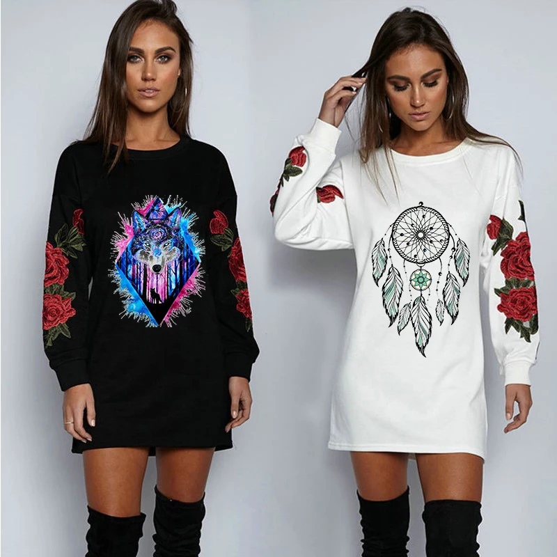 

2pcs Colorful Wolf and Dreamcatcher Iron on Heat Transfer Printing DIY Patches Sticker Washable Decoration Appliques for Clothes