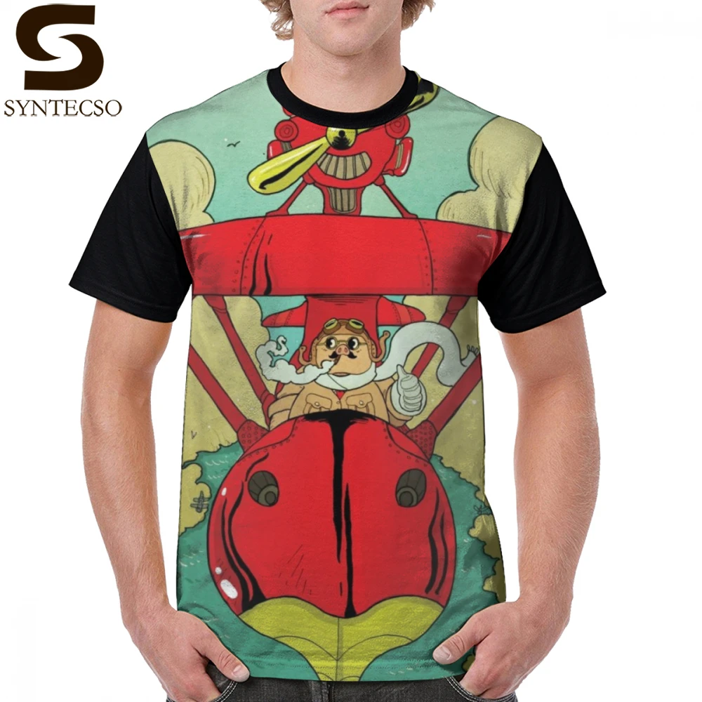 

Porco Rosso T Shirt Porco Rosso T-Shirt 100 Percent Polyester Printed Graphic Tee Shirt Mens Plus size Fun Short Sleeve Tshirt
