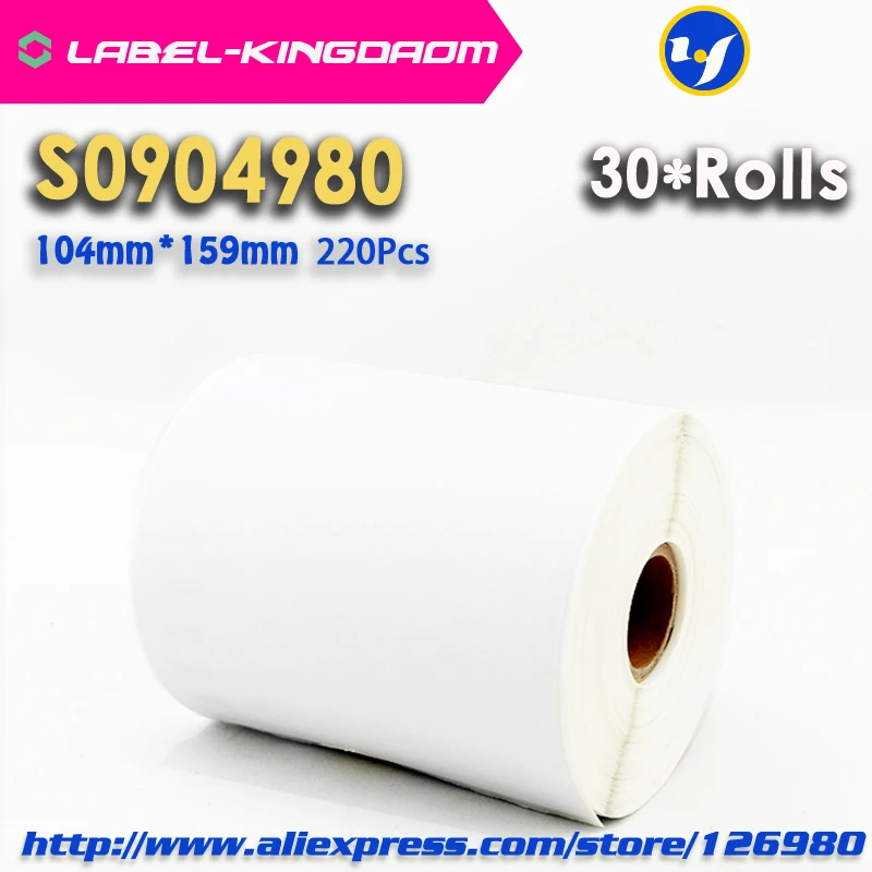 30 롤 Dymo 호환 S0904980 라벨 104mm * 159mm 220 개/롤 라벨 라이터 4XL 프린터 호환 4 &X6& 배송 라벨