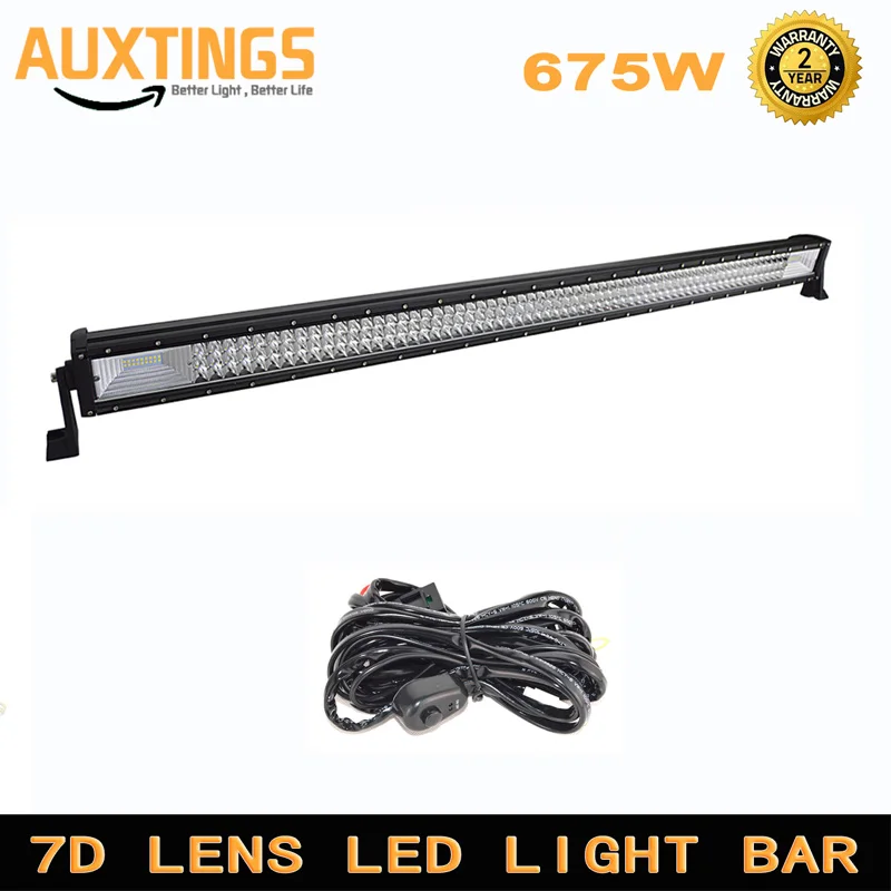 

7D 52" 675W LED Light Bar Offroad Combo 3-Row Led Bar for Truck Trailer Car 4x4 4WD SUV PickUp 12V 24V Driving Lights