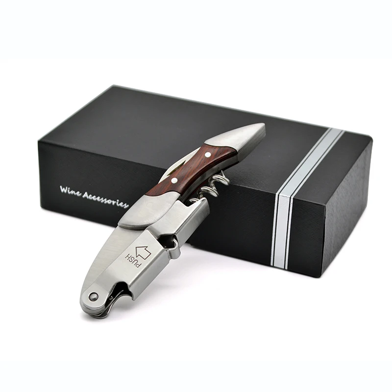 

Stainless steel Wine opener Wood Handle Wine Bottle Openers Stainless steel Beer Can Opener Sacacorchos Folding Corkscrew Tool