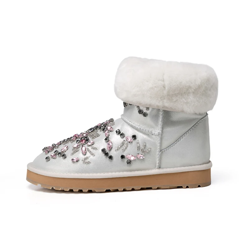 BASSIRIANA New 2017 Black White Ankle Boots For Women Metal Decoration Fashion ladies Sexy Boots Winter Shoes Platform Boots Women's Shoes