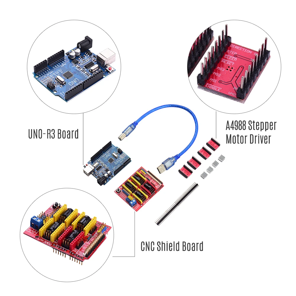 Аксессуары для 3D-принтера CNC щит доска A4988 Драйвер комплект с теплоотвод для Arduino гравер 3d принтер