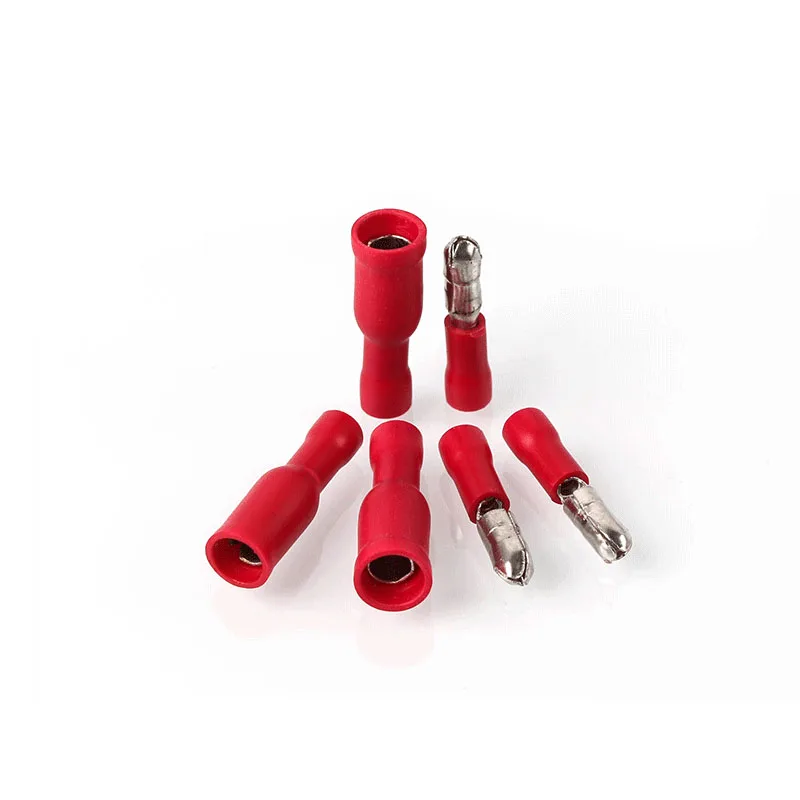 

50pcs Red Male Female Bullet Insulated Connector Crimp Terminals Wiring Cable Plug FRD1.25-156 FRD1-156 MPD1.25-156 MPD1-156 Hot
