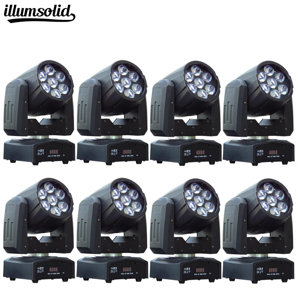 

8pcs/lot Led 7x12w RGBW 4in1 Wash/Zoom Light DMX512 Moving Head Light Professional DJ /Bar /Party /Show /Stage Lighting