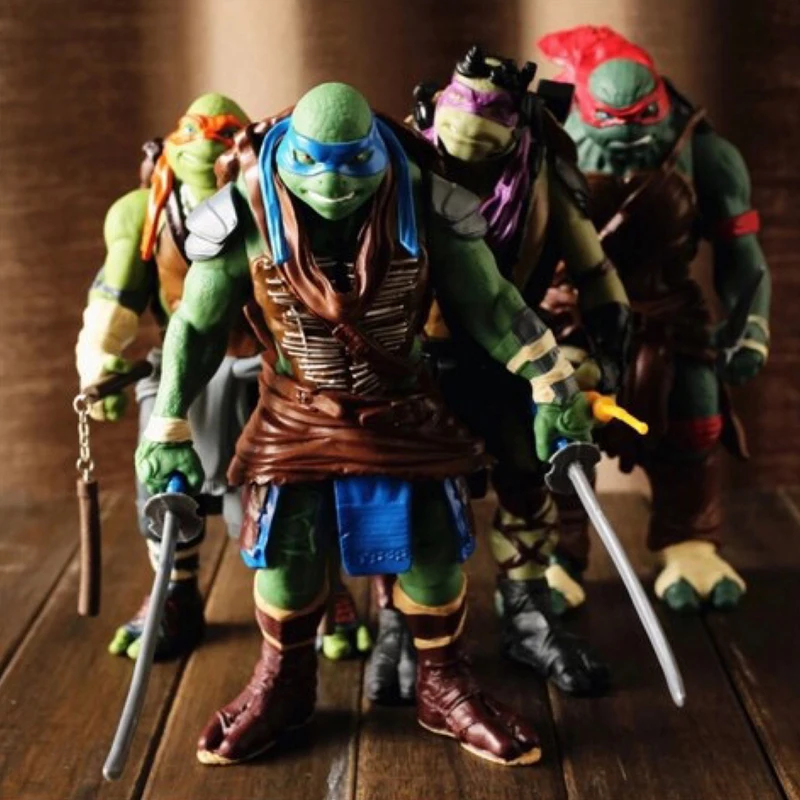 

26cm 4pcs/set Big Size Movie Version Action Figures Turtles Movie Leonardo Raphael Michelangelo Donatello Model doll toy