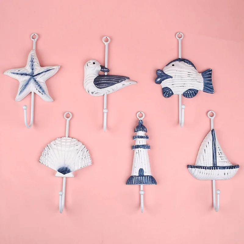 

Italian Ocean Sea Sailing Boat Starfish Beacon Home Decor Bathroom Wall Hanger Hook Decor Fashion Door Kitchen Hanger