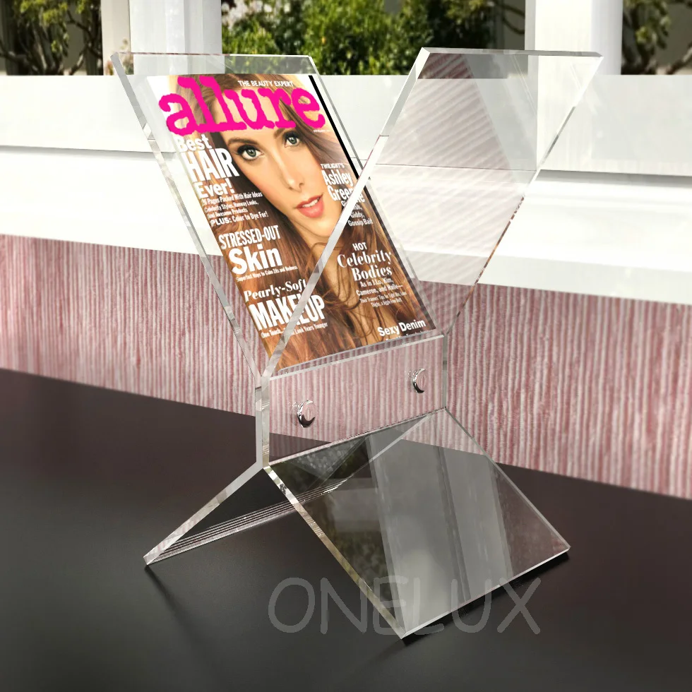 طليق واضح الاكريليك مجلة الرف ، صحيفة كتيب حامل سيت-kd معبأة طليق واضح الاكريليك مجلة الرف ، صحيفة كتيب حامل سيت-kd معبأة