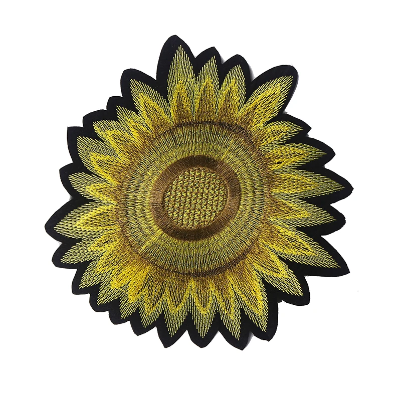 10pieces Yellow Sunflower Embroidery Iron on Applique Patch Lace Fabric
