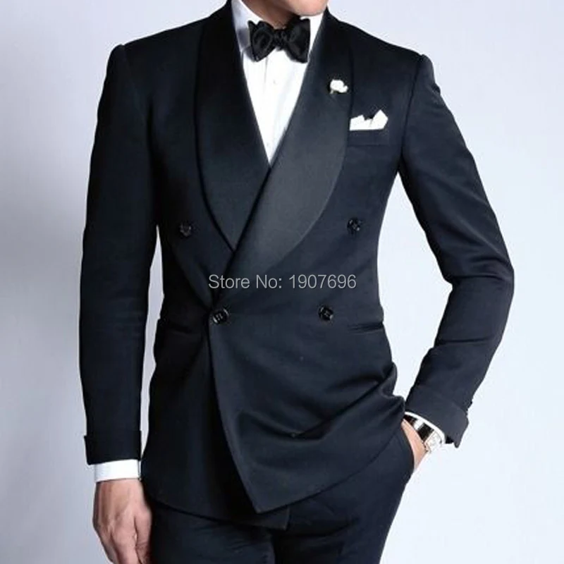 Double Breasted Wedding Groom Tuxedos for Navy Slim Fit Man Suits 2019 Shawl Lapel Two Piece Male Set Jacket with Pants 5xl New | Мужская