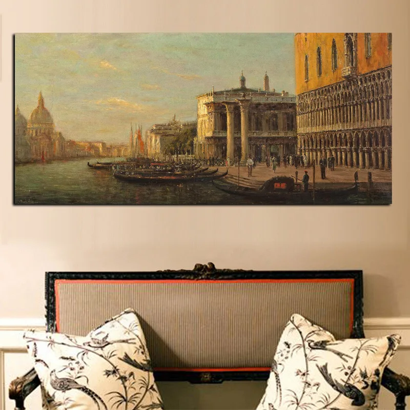 Классический город Венеция морской пейзаж картина маслом Печать на холсте Ретро стены искусства картина для гостиной диван Куадрос Декор
