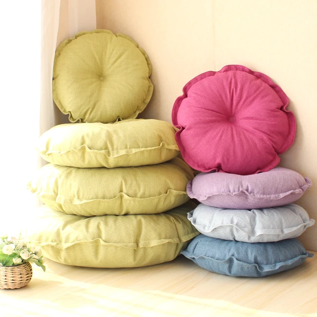 Zhh Seat Cushion Solid Color Simple Style Thick Cotton Chair Zhh Seat Cushion Solid Color Simple Style Thick Cotton Chair Cushions Round Floor Pad Home Office 43x43x12cm