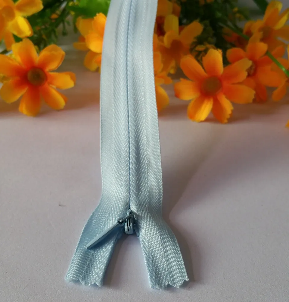 15pcs Light blue Invisible Zipper DIY 3 50CM Nylon Zippers For Cushion