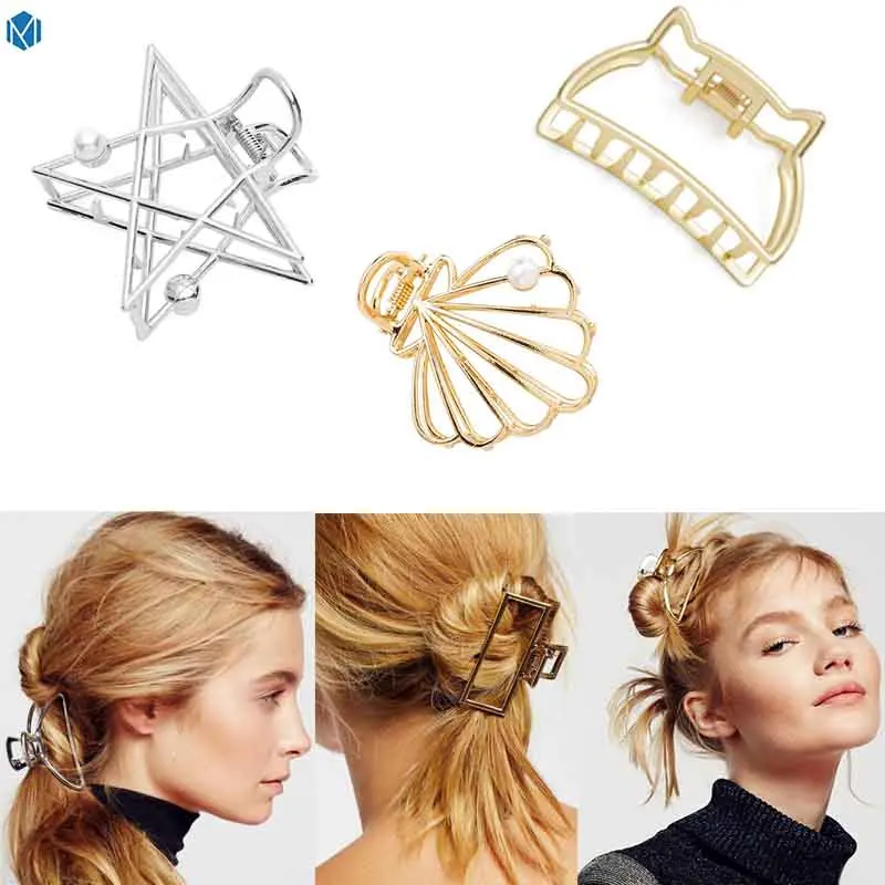 

M MISM Pearls Hair Claw Clamps for Women Fashion Sweet Imitation Korean Style Hairpins Ladies Large Hair Clips Hair Accessories