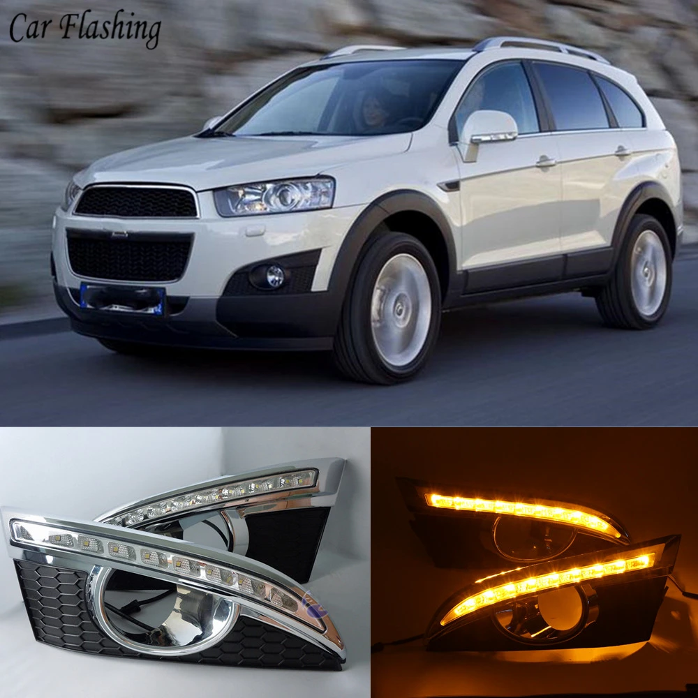 Автомобильный мигающий 2 шт. для Chevrolet Captiva 2011 2012 2013 реле сигнала поворота 12 В светодиодный DRL дневные ходовые огни с отверстием противотуманной фары