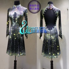 Платье для латинских танцев для женщин и девушек, новейший стиль, сексуальная одежда для латинских танцев, платье для латинских танцев, черное платье для танцев