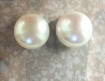 

HUGE 13-14mm natural natural south sea genuine bread white pearl earring