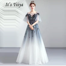It's Yiya вечернее платье, с вырезом лодочкой, женские вечерние платья, Кристальное Платье De Soiree, длинные, большие размеры, половина рукава, вечерние платья E654